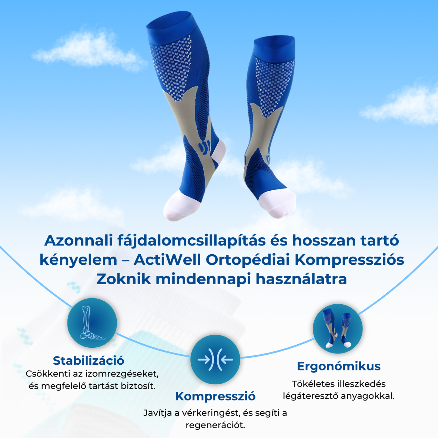 ActiWell KomfortPro – Ortopédiai Kompressziós Zokni mindennapi használatra
