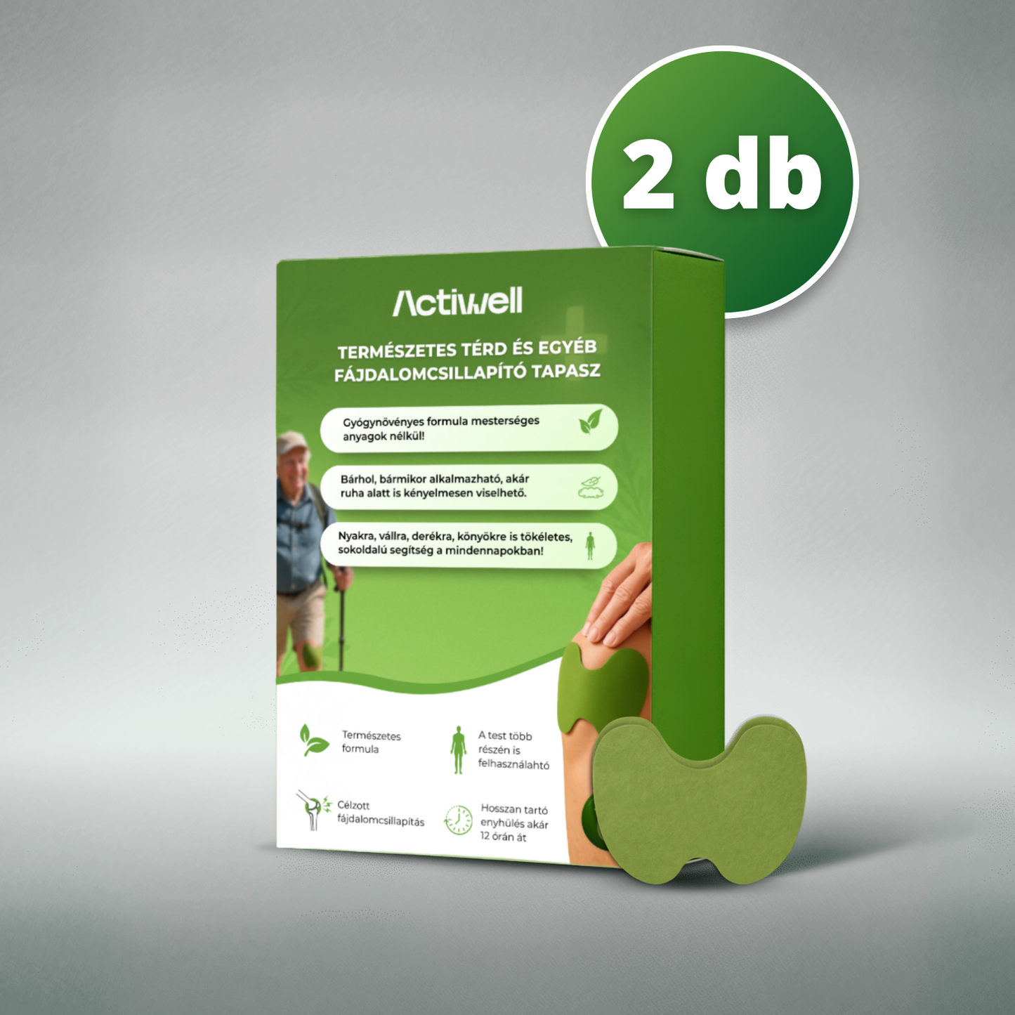ActiWell Természetes térd és egyéb fájdalomcsillapító tapasz 2x30 db + AJÁNDÉKOK / A